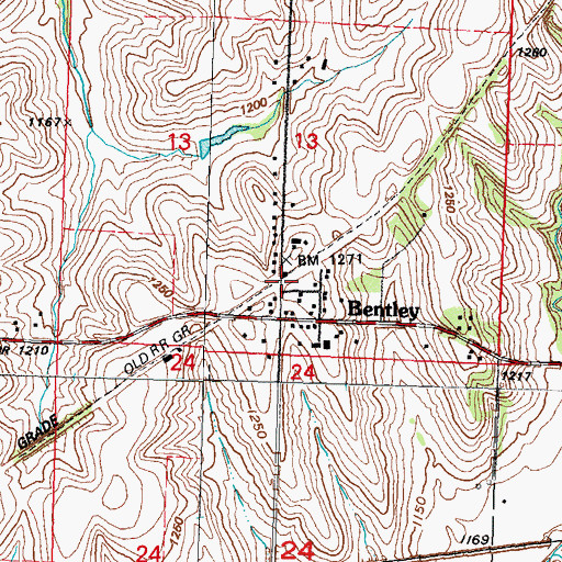 Topographic Map of Bentley (historical), IA