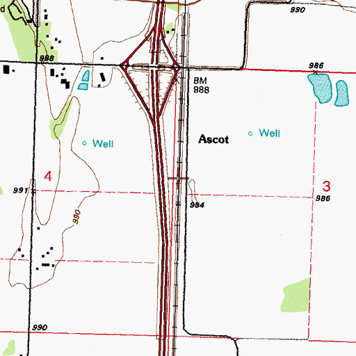 Topographic Map of Ascot (historical), IA