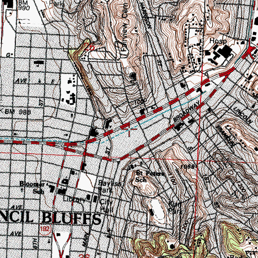 Topographic Map of Dialysis Center of Council Bluffs, IA