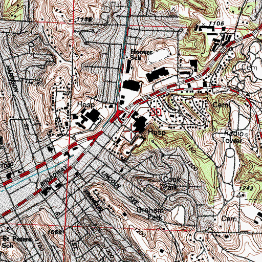 Topographic Map of Bluffs Ear Nose and Throat Clinic, IA