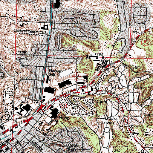 Topographic Map of Broadway Chiropractic Clinic, IA