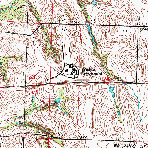 Topographic Map of Westfair Fairground, IA