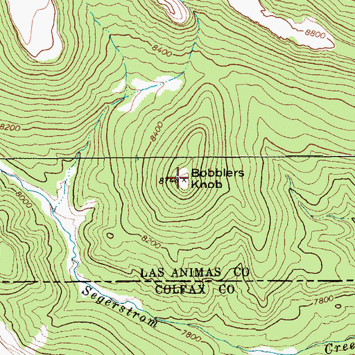 Topographic Map of Bobblers Knob, CO