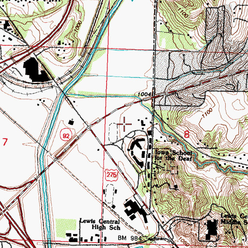 Topographic Map of Iowa School of the Deaf Nature Center Trail, IA