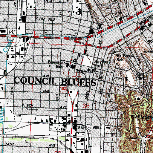 Topographic Map of Pottawattamie County Courthouse, IA