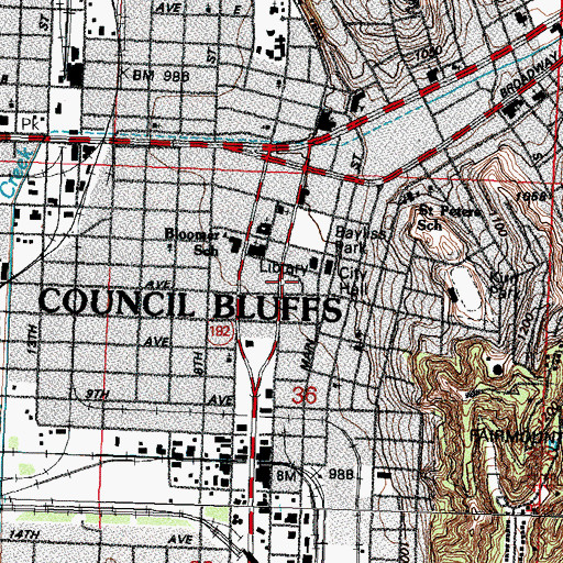 Topographic Map of Council Bluffs Police Department, IA