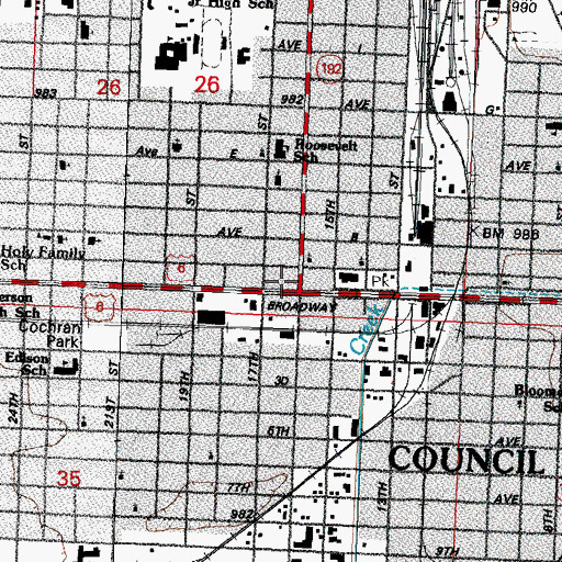 Topographic Map of Broadway Plaza, IA