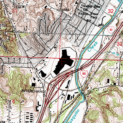 Topographic Map of Mall of the Bluffs, IA