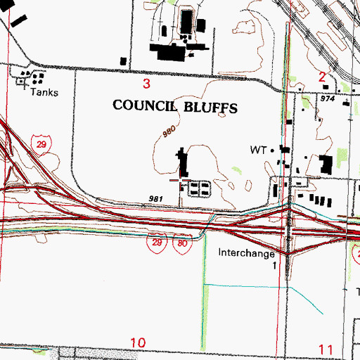 Topographic Map of Bluffs Run Casino RV Park, IA