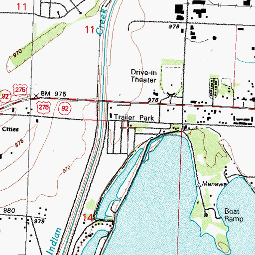 Topographic Map of Wooded Lake Mobile Home Park, IA