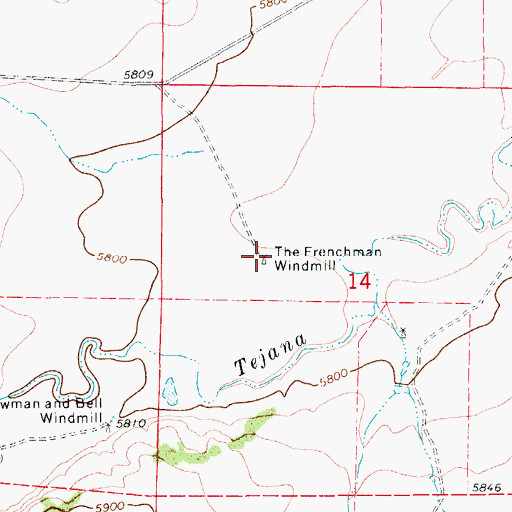 Topographic Map of The Frenchman Windmill, CO