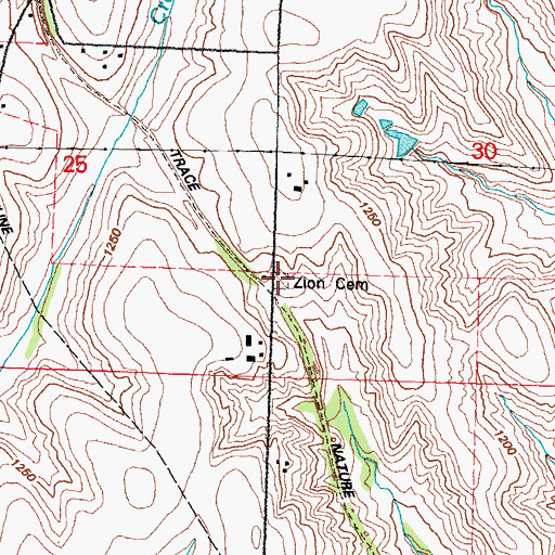 Topographic Map of Zion Cemetery, IA