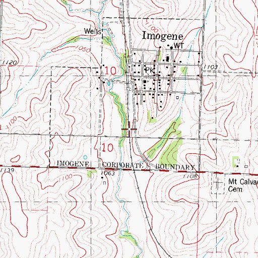 Topographic Map of Wabash Trace Nature Trail, IA