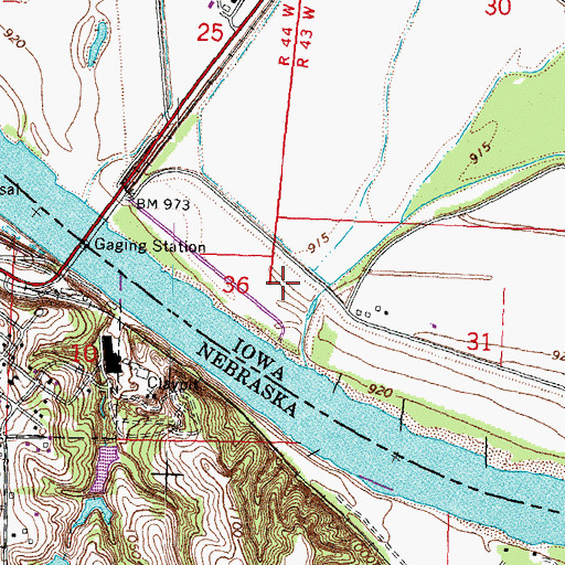 Topographic Map of Waubonsie Access, IA