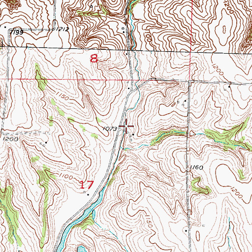 Topographic Map of Dawsonburg Post Office (historical), IA