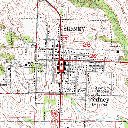 Topographic Map of Fremont County Historical Museum Complex, IA