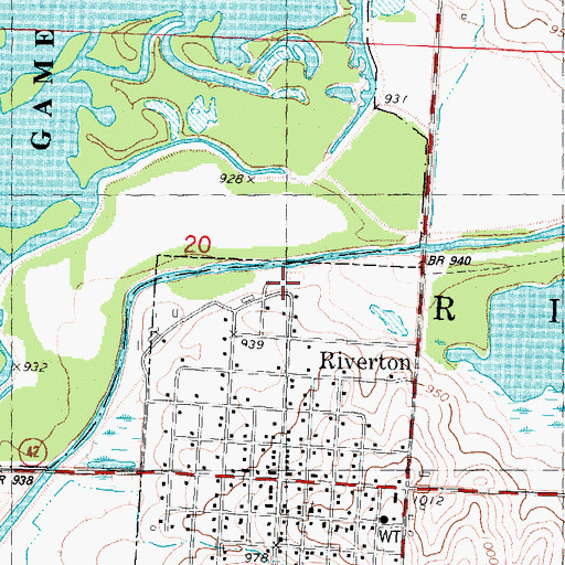 Topographic Map of Riverton (historical), IA