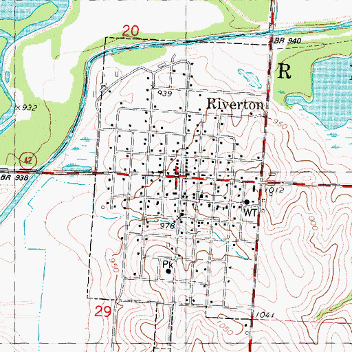 Topographic Map of Riverton Post Office, IA