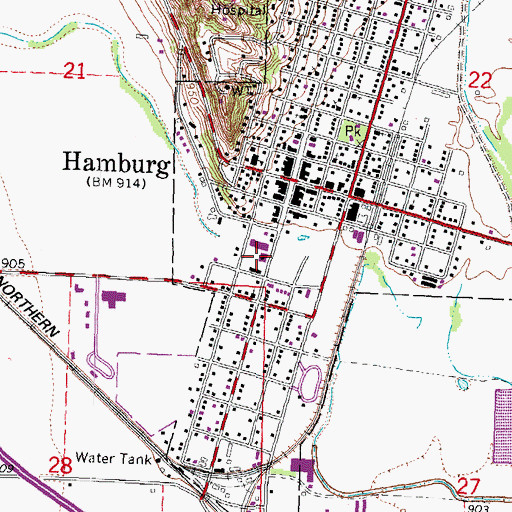 Topographic Map of Hamburg Volunteer Fire and Rescue, IA