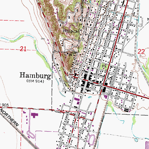 Topographic Map of Nishnabotna Middle School, IA