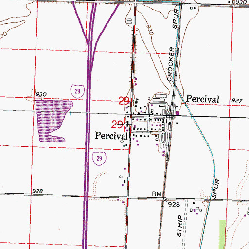 Topographic Map of Percival Fire and Rescue Benton Township, IA