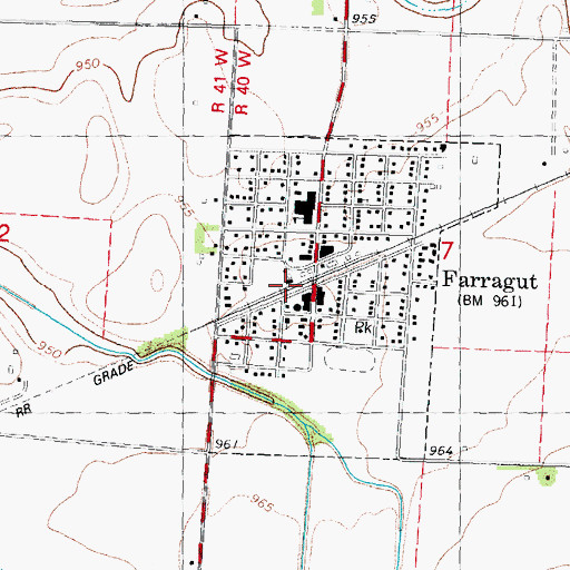 Topographic Map of Farragut, IA