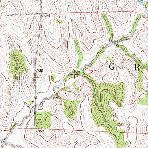 Topographic Map of Penny Cemetery, IA