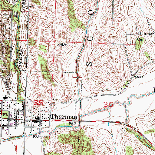 Topographic Map of Ewell Cemetery, IA