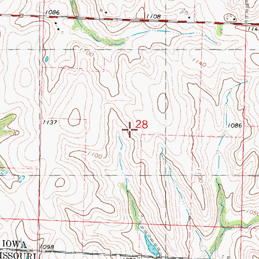 Topographic Map of Columbia and French Cemetery, IA