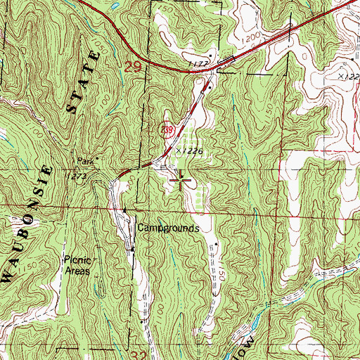 Topographic Map of Baker Cemetery, IA