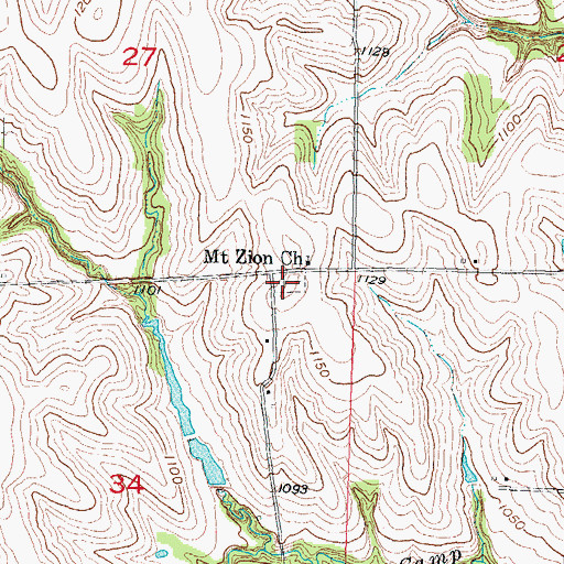 Topographic Map of Mount Zion Cemetery, IA