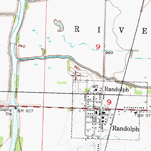 Topographic Map of Randolph Cemetery, IA