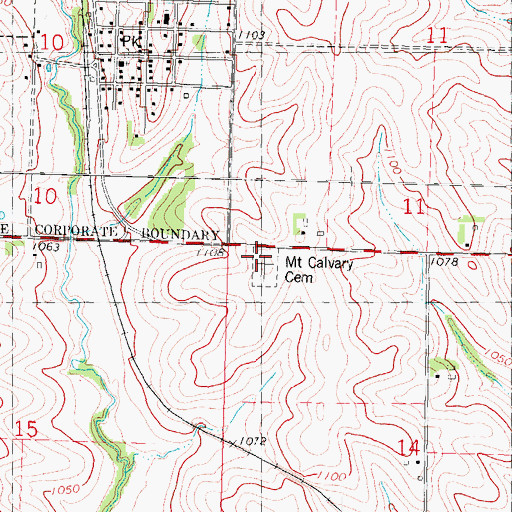 Topographic Map of Mount Calvary Cemetery, IA