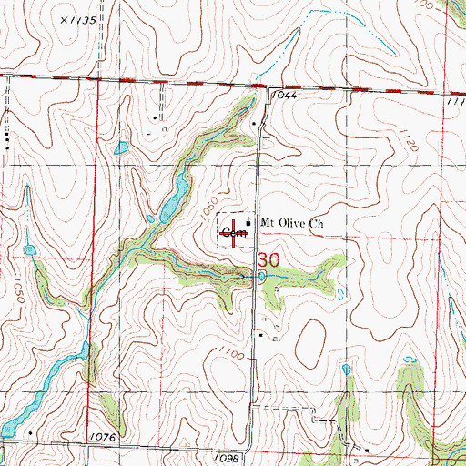 Topographic Map of Mount Olive Cemetery, IA