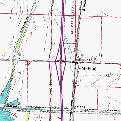 Topographic Map of Interchange 20, IA