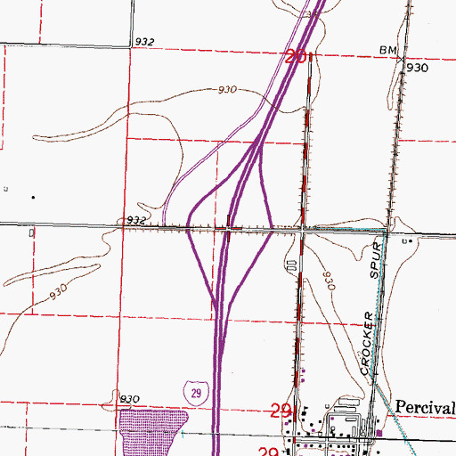 Topographic Map of Interchange 15, IA