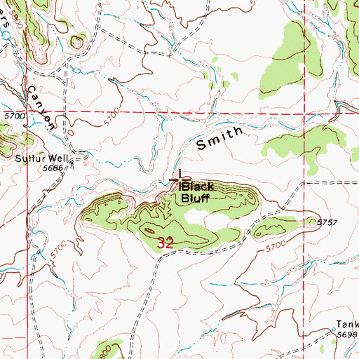 Topographic Map of Black Bluff, CO