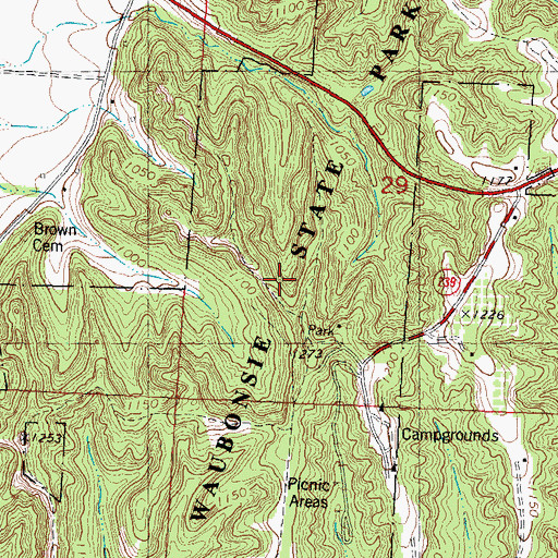 Topographic Map of Waubonsie State Park Trail, IA