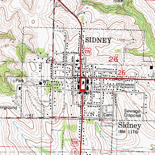 Topographic Map of Sidney Chiropractic Clinic, IA