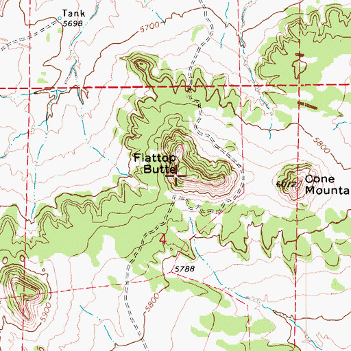 Topographic Map of Flattop Butte, CO