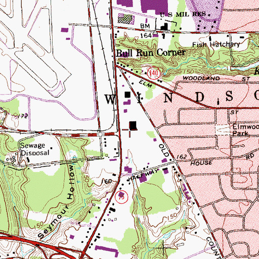 Topographic Map of Airport Center Shopping Center, CT