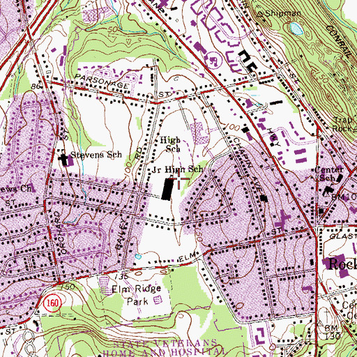 Topographic Map of Albert D Griswold Middle School, CT