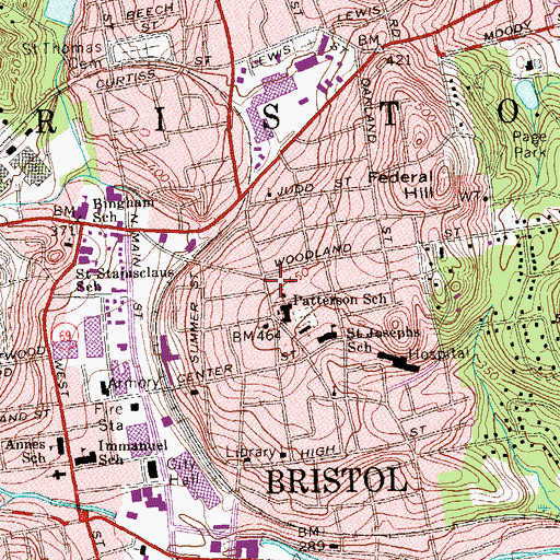 Topographic Map of American Clock and Watch Museum, CT