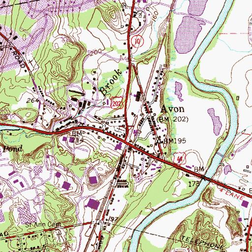 Topographic Map of Avon Center Cemetery, CT