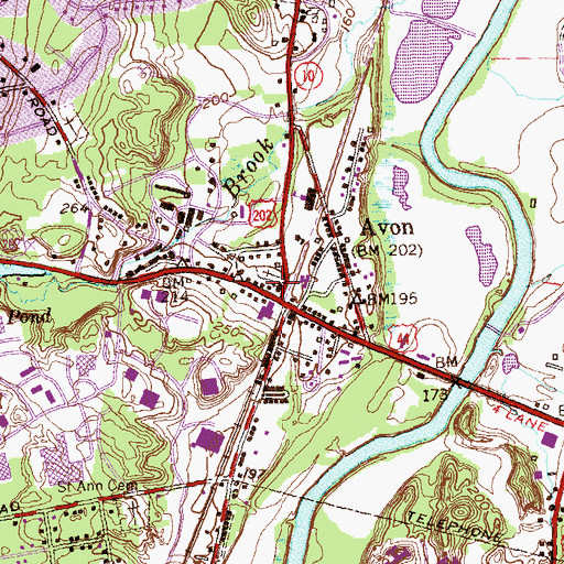 Topographic Map of Avon Congregational Church, CT