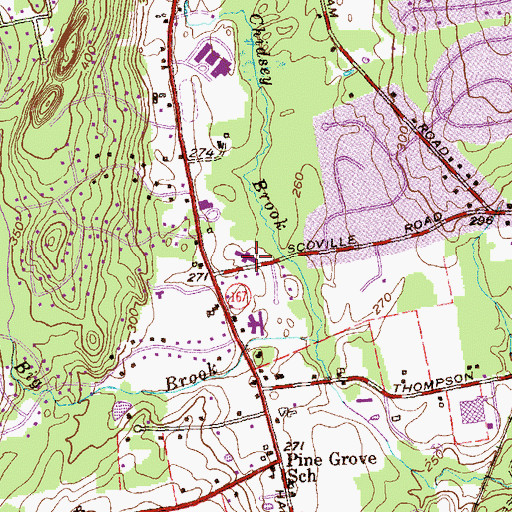 Topographic Map of Avon Middle School, CT