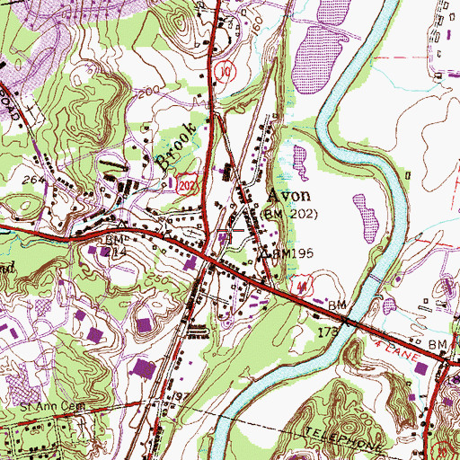 Topographic Map of Avon Post Office, CT