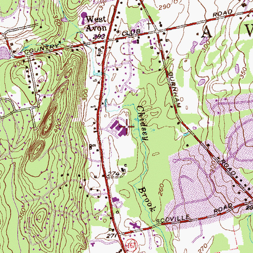 Topographic Map of Avon Senior High School, CT