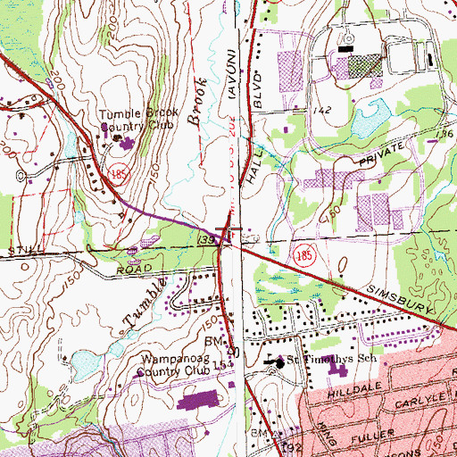 Topographic Map of Barber Corner (historical), CT
