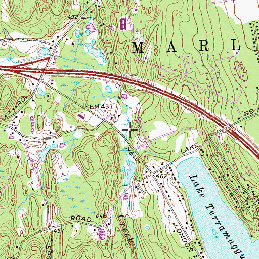 Topographic Map of Bear Swamp, CT